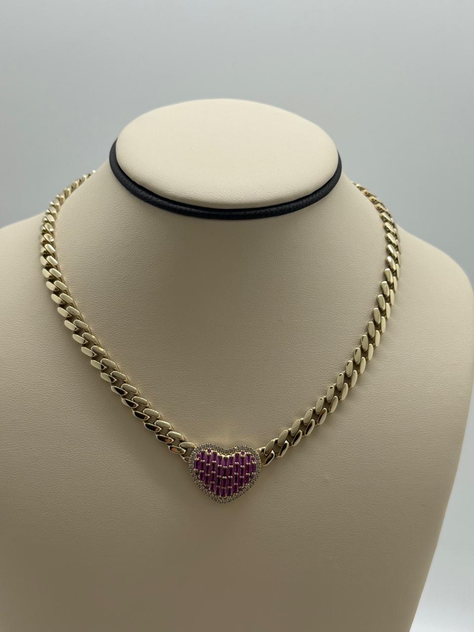 CADENA SOLIDA CORAZON ROSA 1OK 24.7G LK